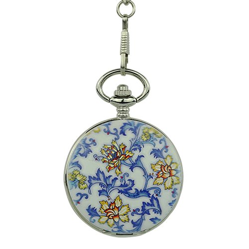 Ceramic Blue Flower Hunter Pocket Watch AU image 1 Ceramic Blue Flower Hunter Pocket Watch AU image 1