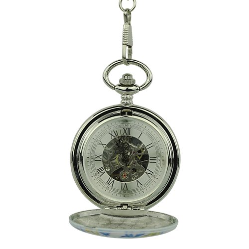 Ceramic Blue Flower Hunter Pocket Watch AU image 2 Ceramic Blue Flower Hunter Pocket Watch AU image 2