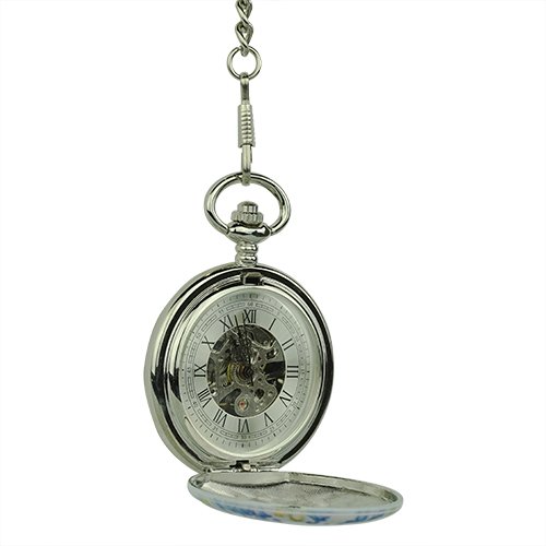 Ceramic Blue Flower Hunter Pocket Watch AU image 3 Ceramic Blue Flower Hunter Pocket Watch AU image 3
