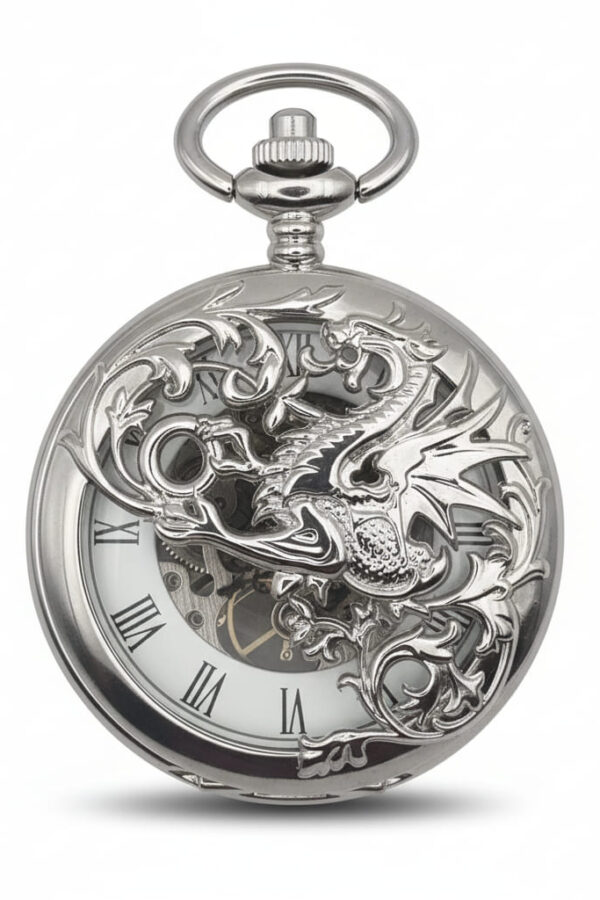 Silver Dragon Hunter Pocket Watch AU image 1 Silver Dragon Hunter Pocket Watch AU image 1