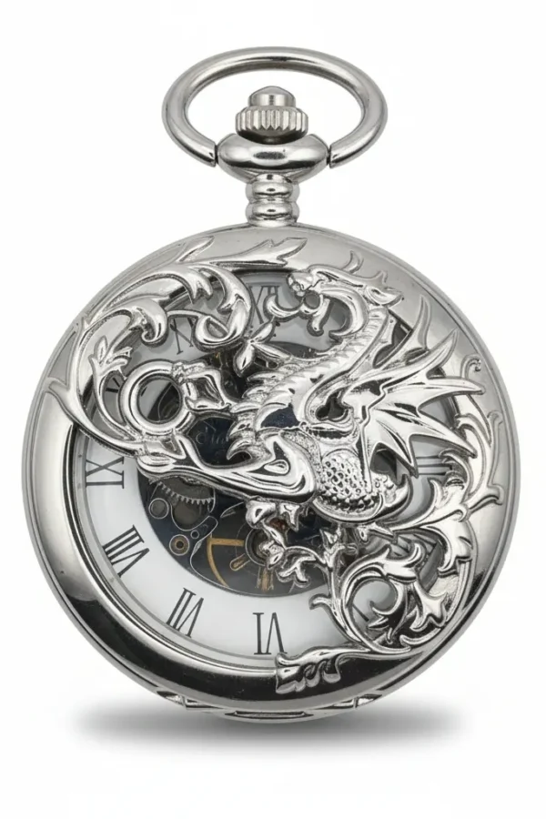 Dragon Symbol Half Hunter Pocket Watch AU image 1