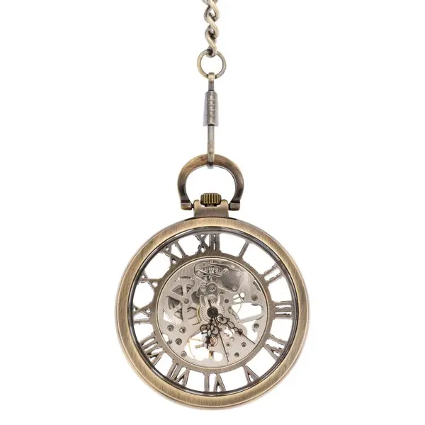 Silver And Brass Roman Numeral Pocket Watch