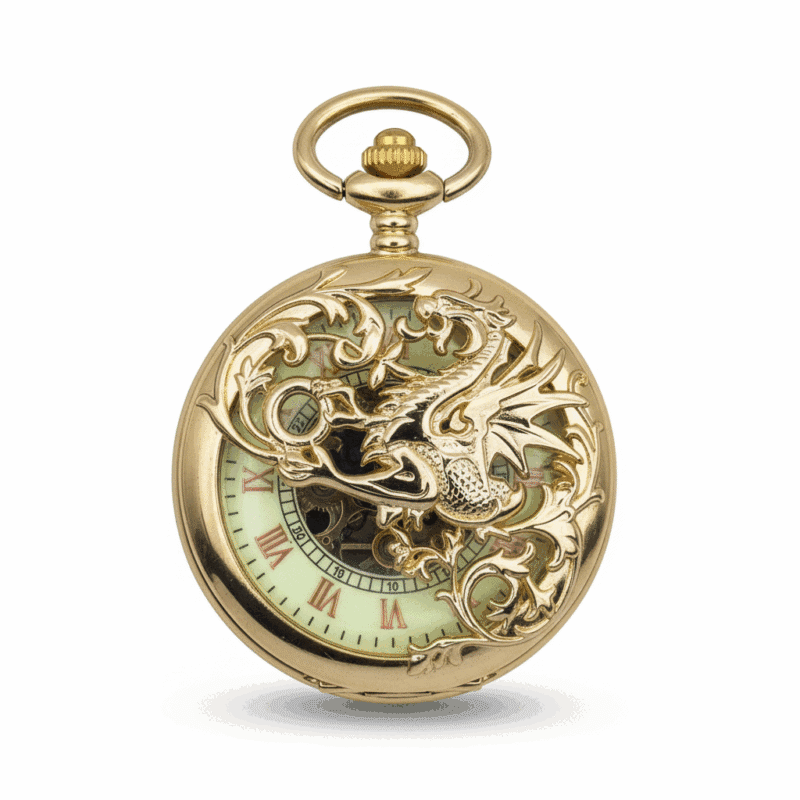 Brass Dragon Hunter Pocket Watch