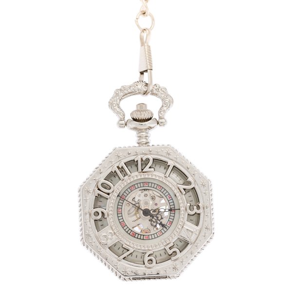 Frosted Silver Octagon Half Hunter Pocket watch