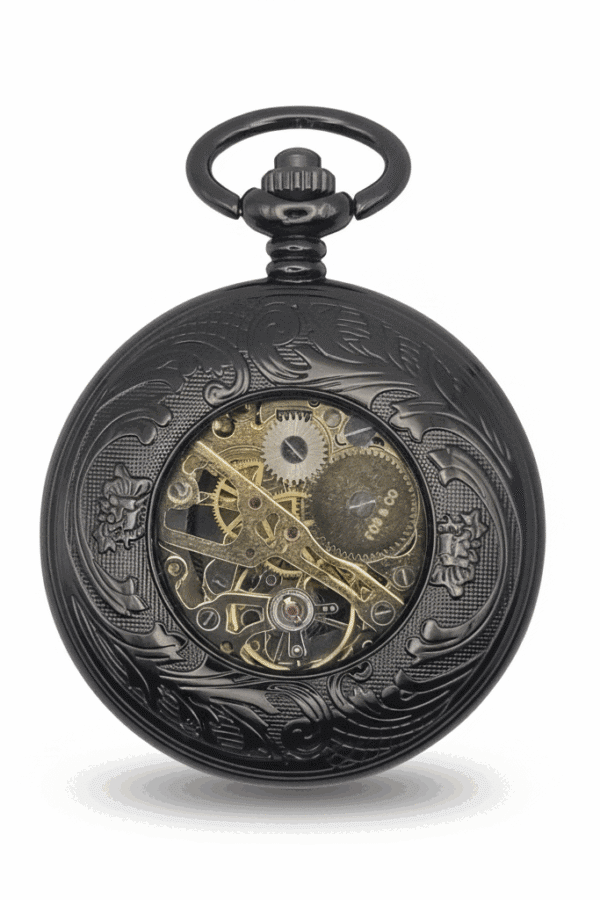 Polished Black Roman Numeral Half Hunter Fob Watch AU image 4 Polished Black Roman Numeral Half Hunter Fob Watch AU image 4