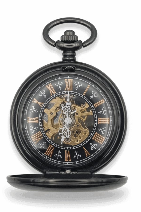 Polished Black Roman Numeral Half Hunter Fob Watch AU image 2 Polished Black Roman Numeral Half Hunter Fob Watch AU image 2