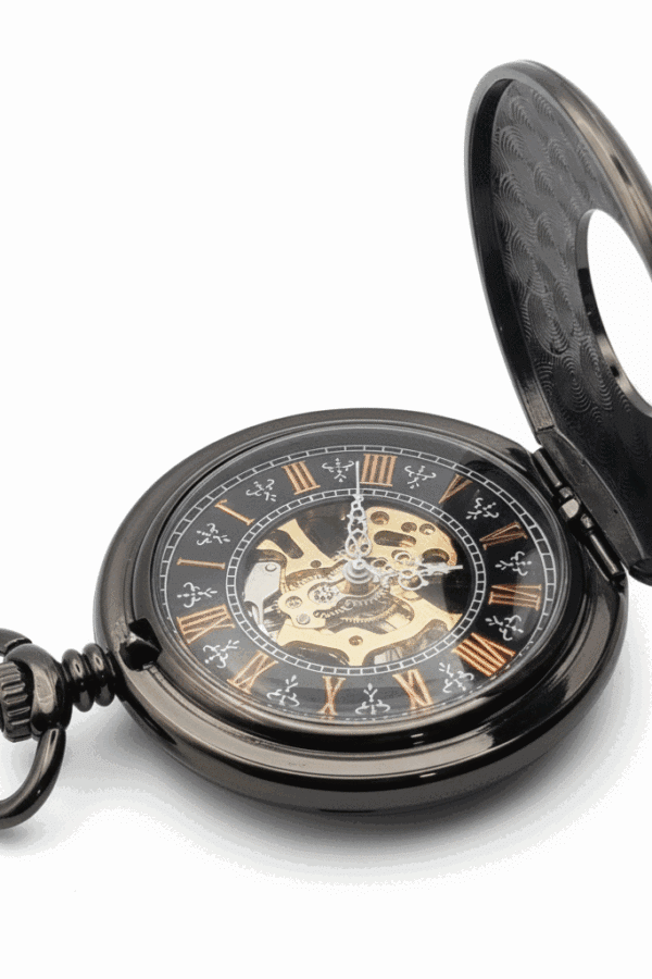 Polished Black Roman Numeral Half Hunter Fob Watch AU image 3 Polished Black Roman Numeral Half Hunter Fob Watch AU image 3