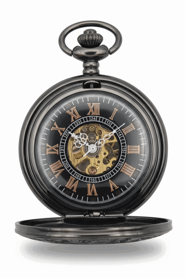 Black Victorian Roman Numeral Half Hunter Fob Watch AU image 2 Black Victorian Roman Numeral Half Hunter Fob Watch AU image 2