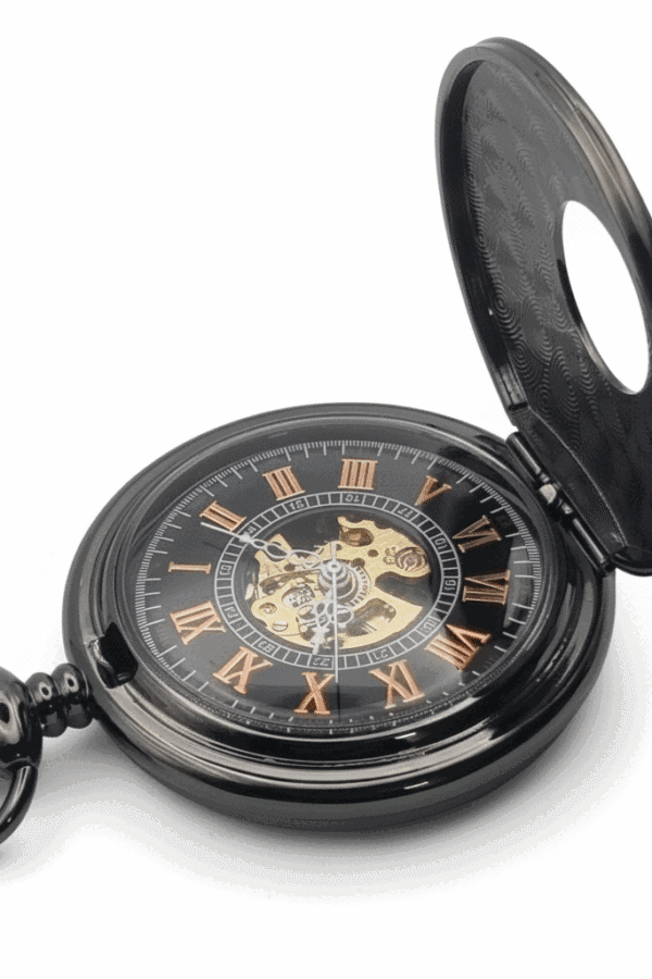 Black Victorian Roman Numeral Half Hunter Fob Watch AU image 3 Black Victorian Roman Numeral Half Hunter Fob Watch AU image 3