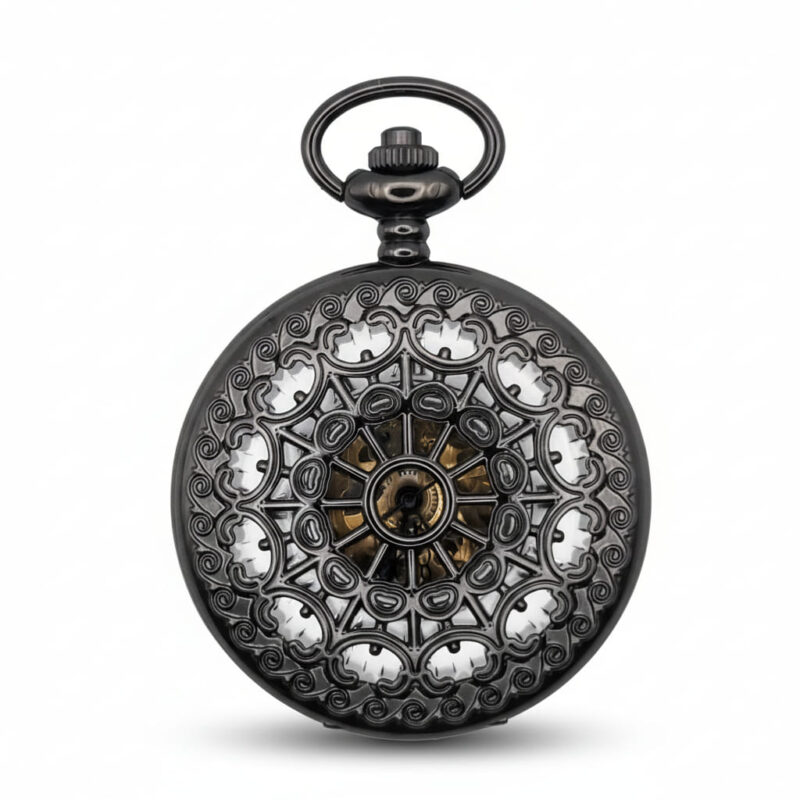 Black Greek Web Hunter Fob Watch