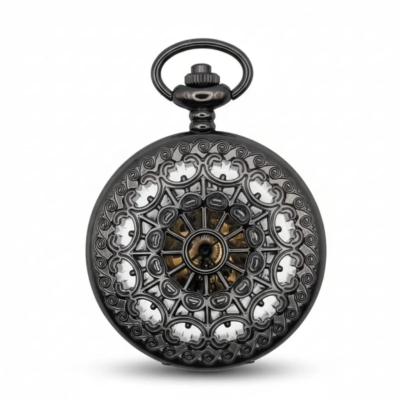 Black Greek Web Hunter Fob Watch