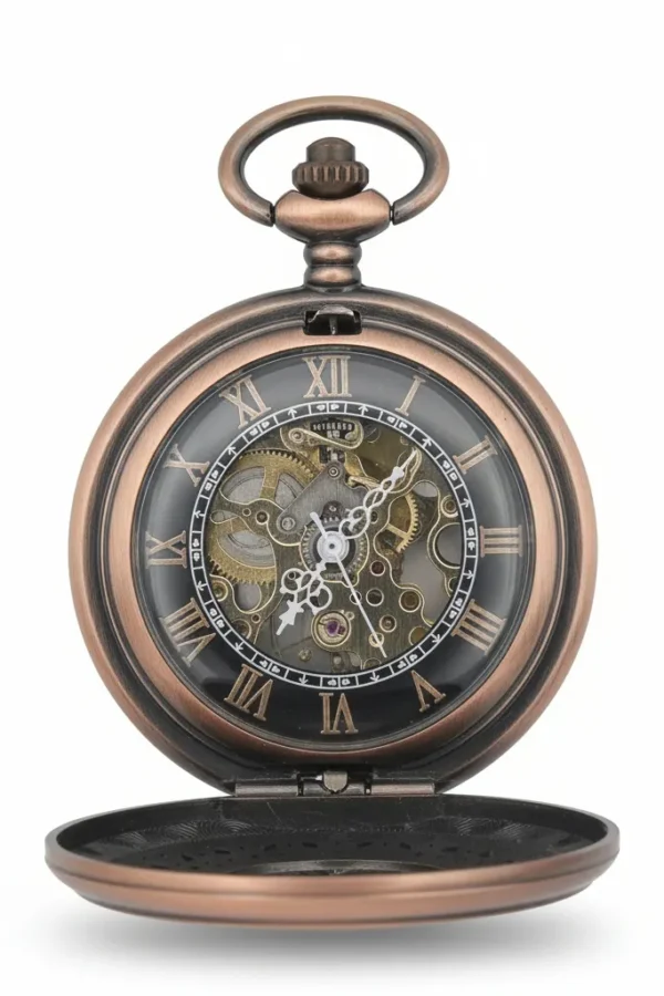 Bronze Greek Symbol Half Hunter Pocket Watch AU image 2