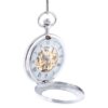 Frosted Silver Roman Numeral Half Hunter Pocket Watch AU image 4