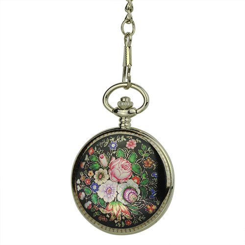 Glossy Black Rose Garden Hunter Pocket Watch AU image 3 Glossy Black Rose Garden Hunter Pocket Watch AU image 3