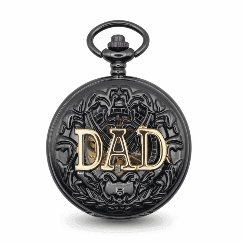 Black and Gold Dad Hunter Pocket Watch