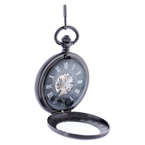 Dark Metal Black Face Half Hunter Pocket Watch AU image 4 Dark Metal Black Face Half Hunter Pocket Watch AU image 4