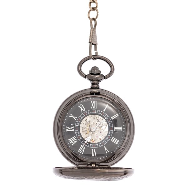 Dark Metal Black Face Half Hunter Pocket Watch AU image 2 Dark Metal Black Face Half Hunter Pocket Watch AU image 2