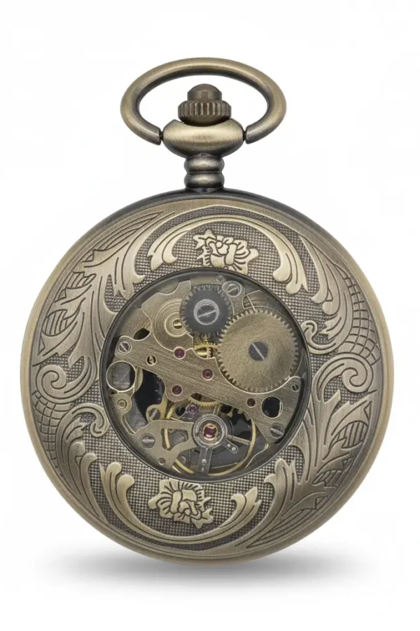 Black Numeral Brass DAD Half Hunter Pocket Watch AU image 4