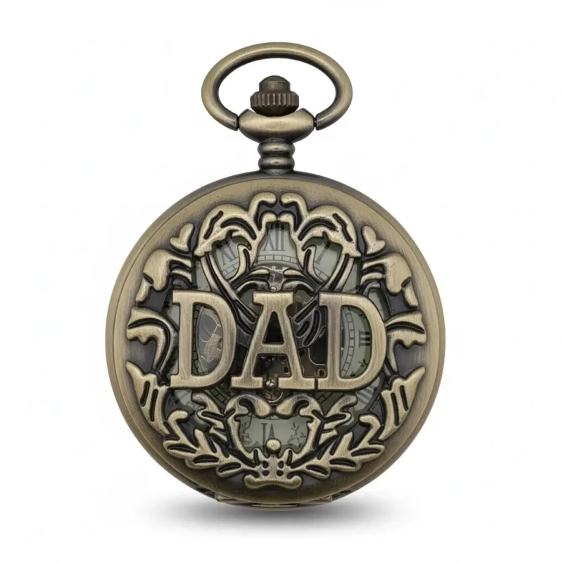 Black Numeral Brass DAD Half Hunter Pocket Watch