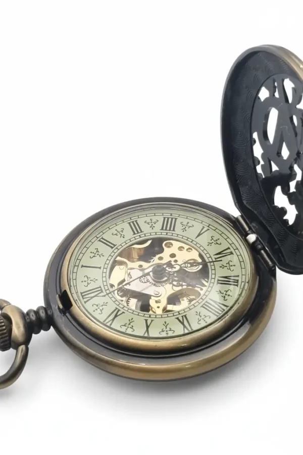 Black Numeral Brass DAD Half Hunter Pocket Watch AU image 3