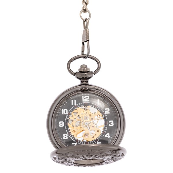 Dark Metal Half Hunter See-through Pocket Watch AU image 2 Dark Metal Half Hunter See-through Pocket Watch AU image 2