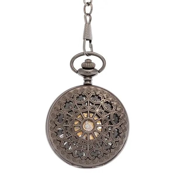Dark Metal Multi-patterned Half Hunter Pocket Watch