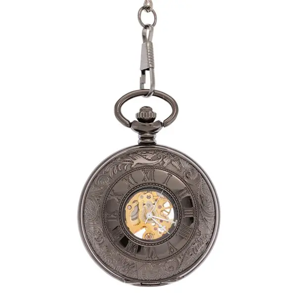Dark Metal Swirl Half Hunter Pocket Watch