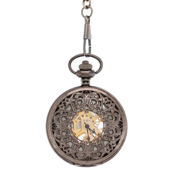 Dark Metal Intricate Framing Half Hunter Pocket Watch AU image 1 Dark Metal Intricate Framing Half Hunter Pocket Watch AU image 1