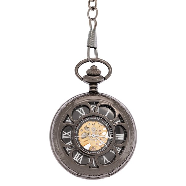 Black Daisy With Triangles Half Hunter Pocket Watch