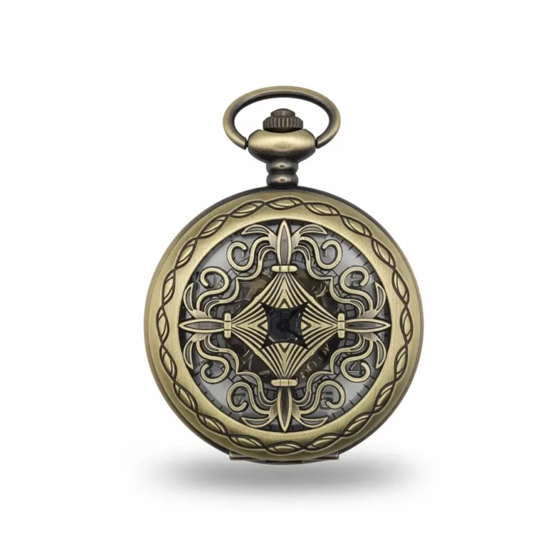 Brass Dagger Points Half Hunter Pocket Watch