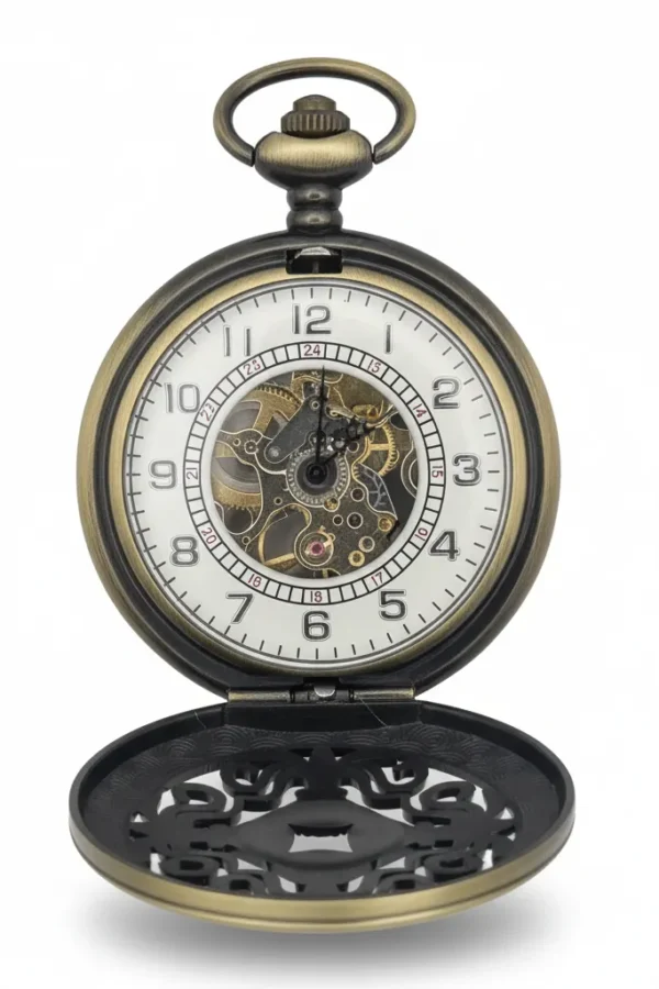 Brass Dagger Points Half Hunter Pocket Watch AU image 2