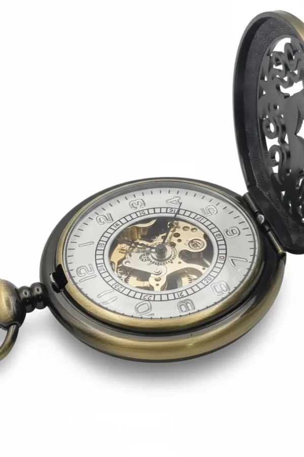 Brass Dagger Points Half Hunter Pocket Watch AU image 3
