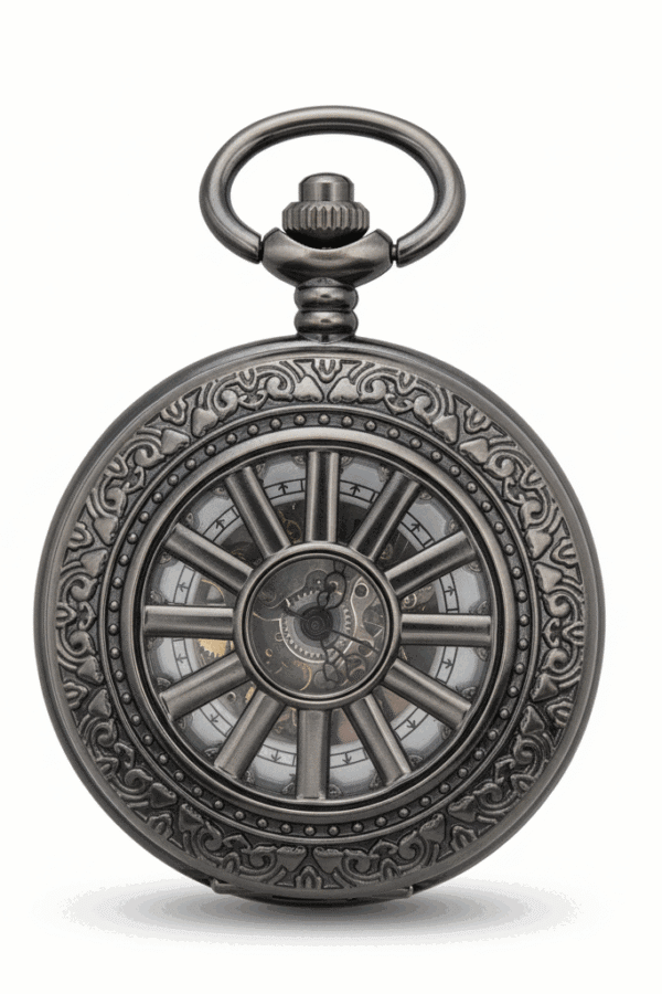 Dark Metal Wavy Daisy Half Hunter Pocket Watch AU image 1 Dark Metal Wavy Daisy Half Hunter Pocket Watch AU image 1