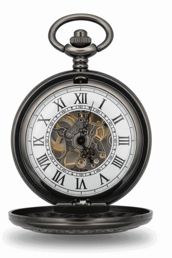 Dark Metal Wavy Daisy Half Hunter Pocket Watch AU image 2 Dark Metal Wavy Daisy Half Hunter Pocket Watch AU image 2