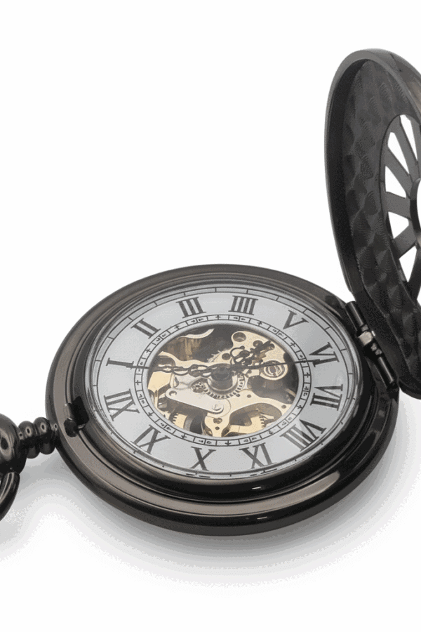Dark Metal Wavy Daisy Half Hunter Pocket Watch AU image 3 Dark Metal Wavy Daisy Half Hunter Pocket Watch AU image 3