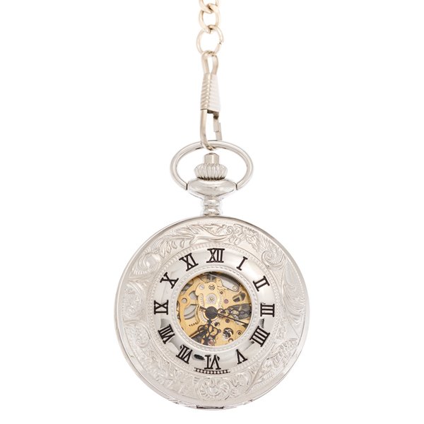 Silver And Black Half Hunter Pocket Watch AU image 1 Silver And Black Half Hunter Pocket Watch AU image 1