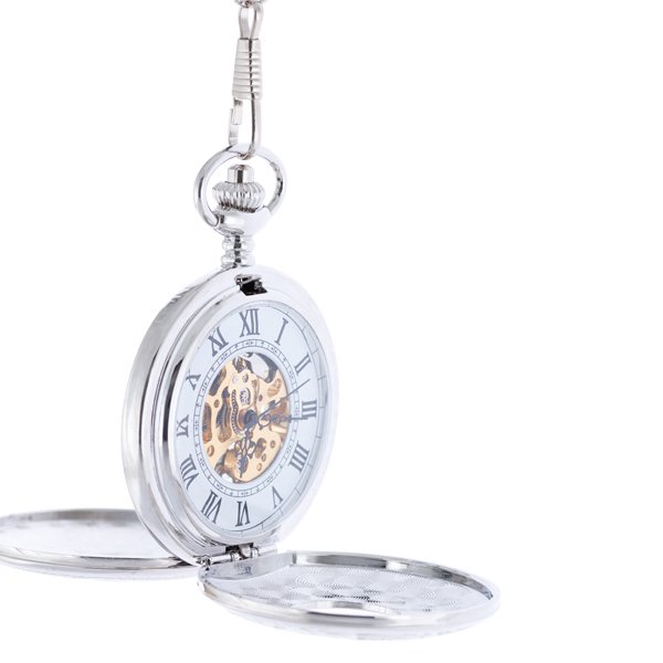 Silver And Black Half Hunter Pocket Watch AU image 3 Silver And Black Half Hunter Pocket Watch AU image 3