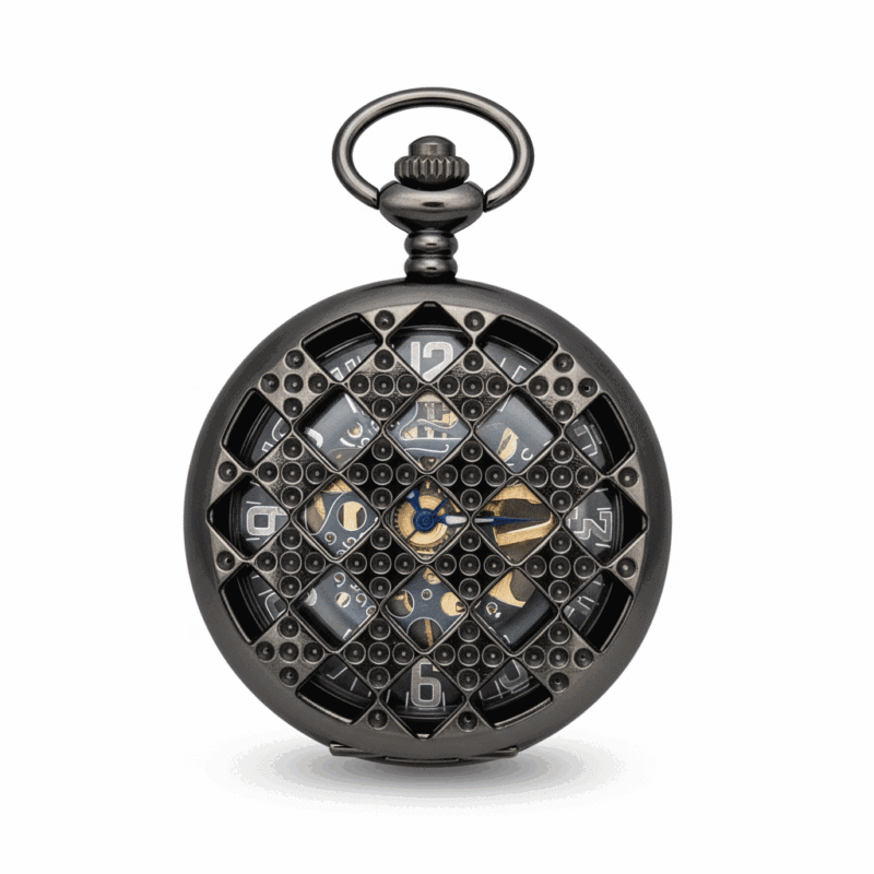 Checkered 5 Dice Half Hunter Pocket Watch