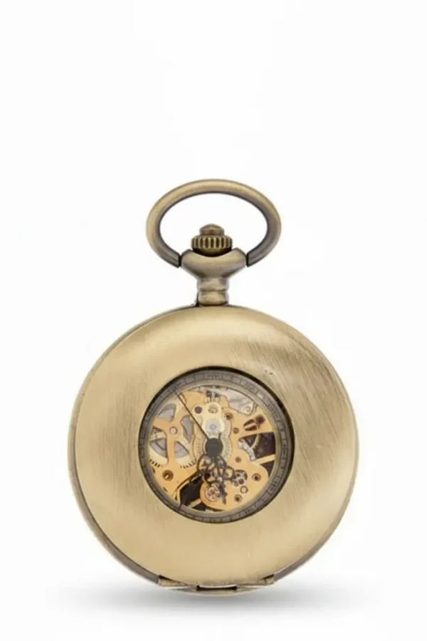Brass Doughnut Half Hunter Pocket Watch AU image 1 Brass Doughnut Half Hunter Pocket Watch AU image 1