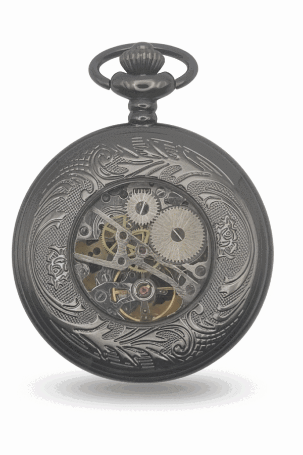 Wavy Black Half Hunter Pocket Watch With Blue AU image 4 Wavy Black Half Hunter Pocket Watch With Blue AU image 4