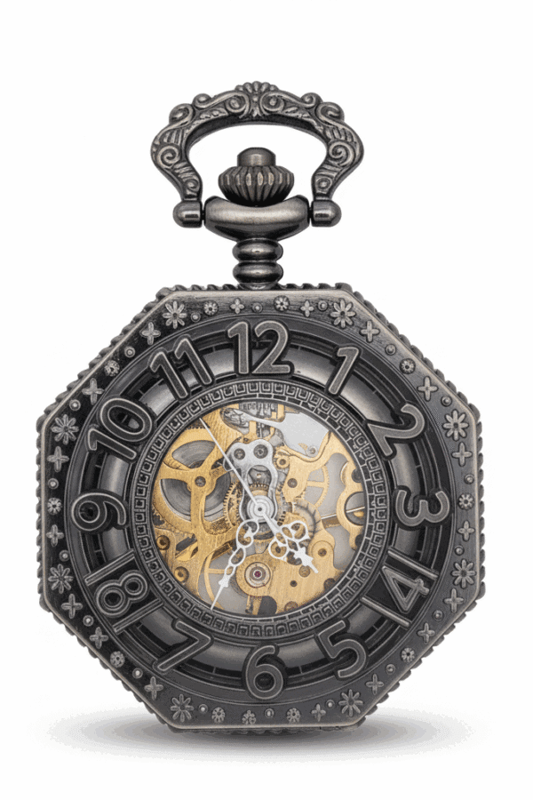 Black Octagon Half Hunter Pocket Watch AU image 1 Black Octagon Half Hunter Pocket Watch AU image 1