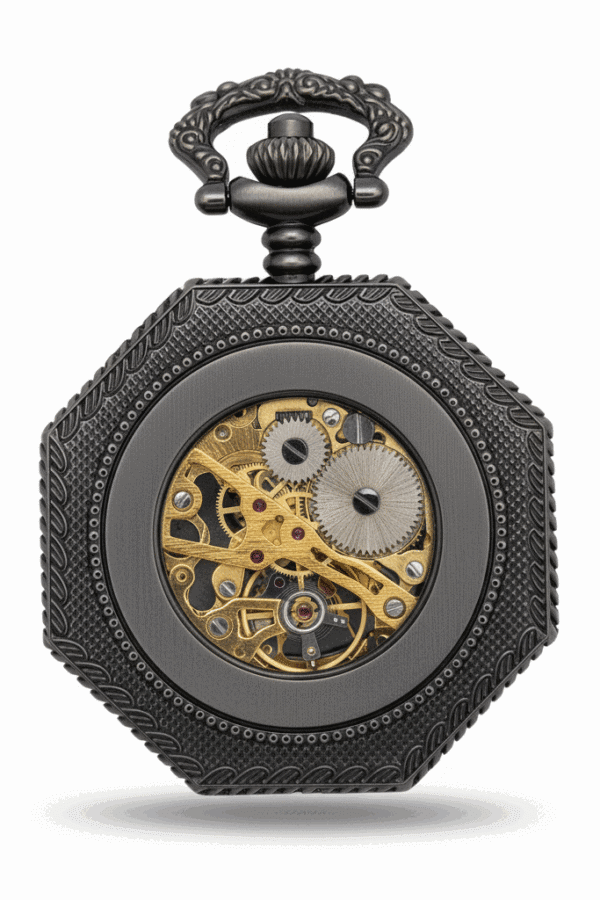 Black Octagon Half Hunter Pocket Watch AU image 4 Black Octagon Half Hunter Pocket Watch AU image 4