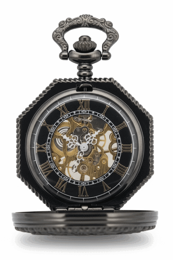 Black Octagon Half Hunter Pocket Watch AU image 2 Black Octagon Half Hunter Pocket Watch AU image 2