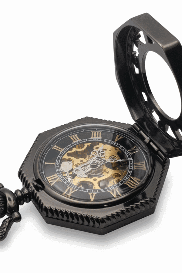 Black Octagon Half Hunter Pocket Watch AU image 3 Black Octagon Half Hunter Pocket Watch AU image 3