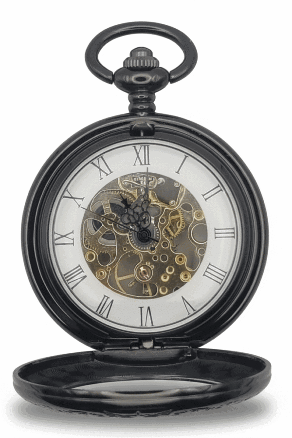 Black Low Profile Tire Half Hunter Pocket Watch AU image 2 Black Low Profile Tire Half Hunter Pocket Watch AU image 2