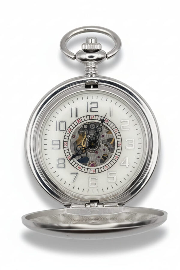 Brushed Silver Hunter Fob Watch AU image 1 Brushed Silver Hunter Fob Watch AU image 1