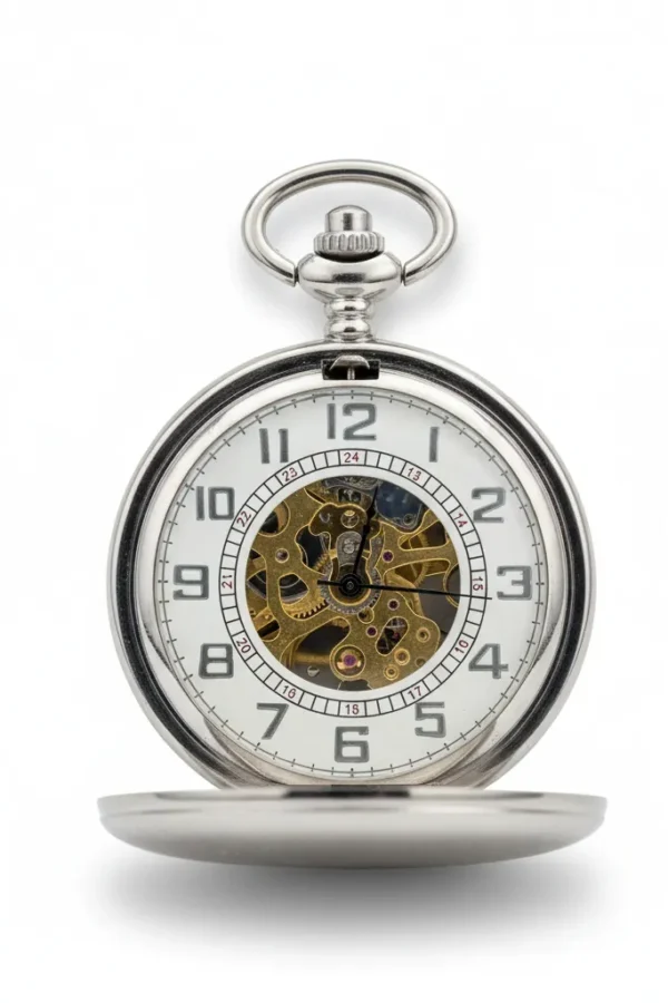 fac-005-pocket-watch-1 Classic Silver Crest Hunter Pocket Watch product image