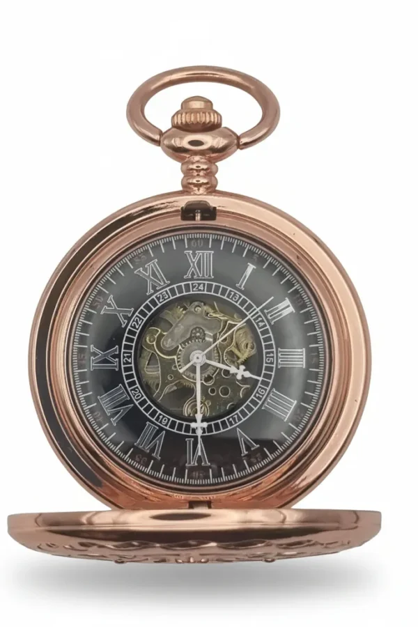 Classic Rose Gold & Black Pocket Watch AU image 2