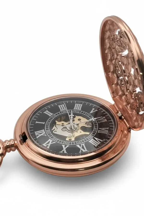 Classic Rose Gold & Black Pocket Watch AU image 3