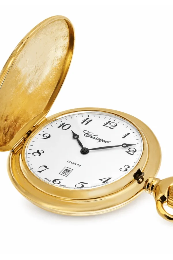 Gents 41mm Gold Plated Swiss Quartz Pocket Watch image 3 Gents 41mm Gold Plated Swiss Quartz Pocket Watch image 3